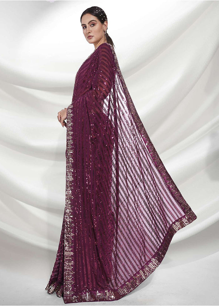 Maroon Georgette Saree With Blouse Piece - Indian Silk House Agencies