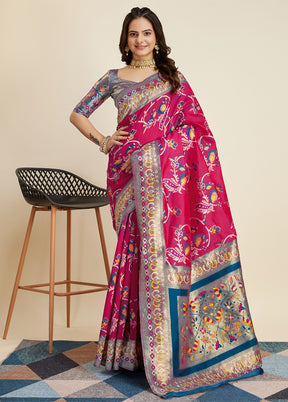 Rani Banarasi Silk Saree With Blouse Piece