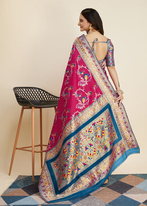 Rani Banarasi Silk Saree With Blouse Piece