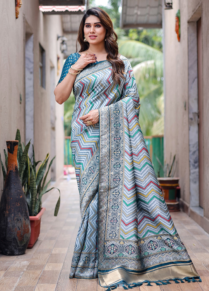 Multicolor Pure Silk Saree With Blouse Piece