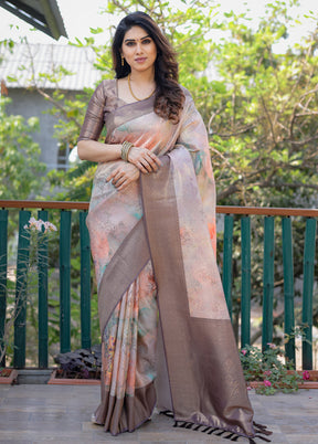 Multicolor Dupion Silk Saree With Blouse Piece