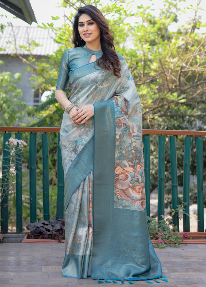 Multicolor Dupion Silk Saree With Blouse Piece