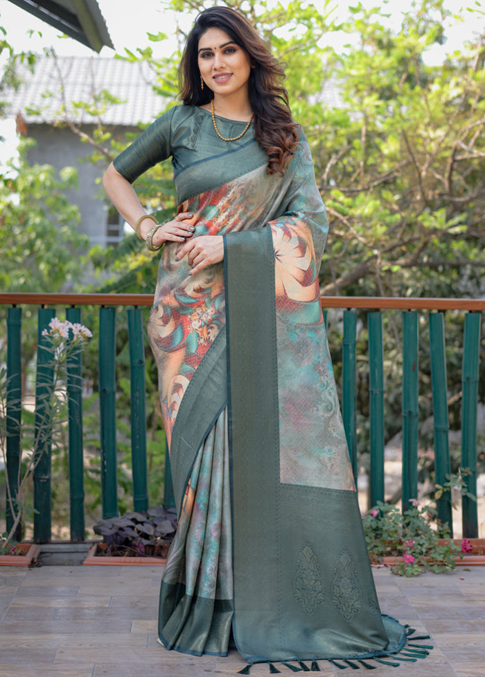 Multicolor Dupion Silk Saree With Blouse Piece