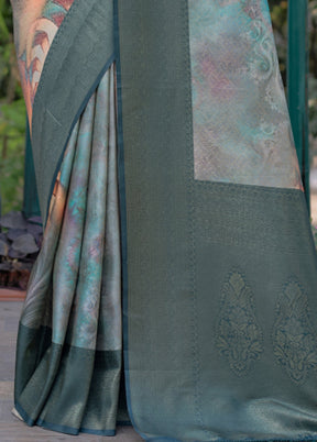 Multicolor Dupion Silk Saree With Blouse Piece