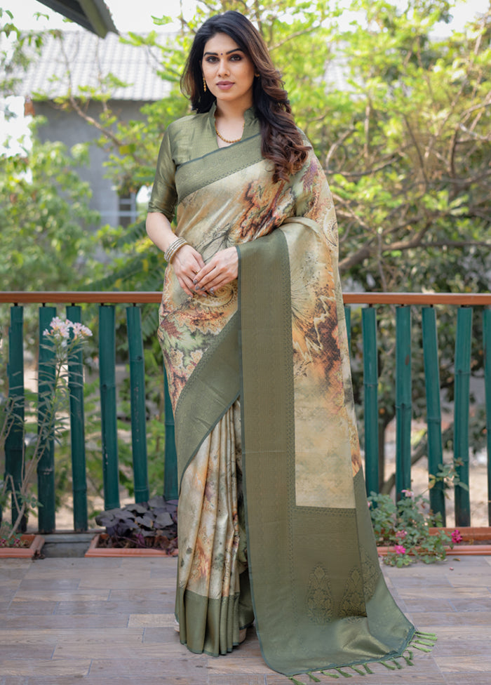 Multicolor Dupion Silk Saree With Blouse Piece