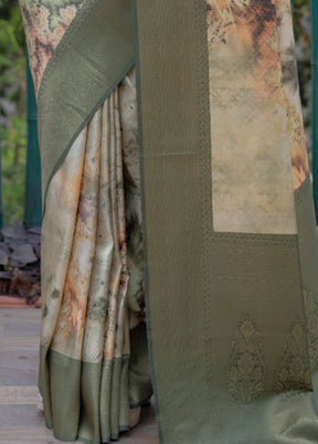 Multicolor Dupion Silk Saree With Blouse Piece