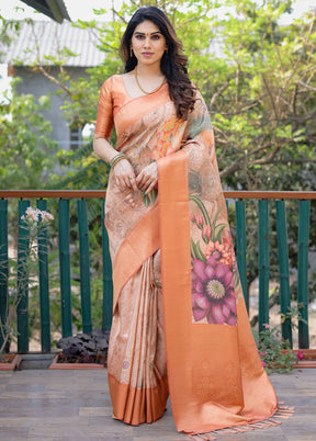 Multicolor Dupion Silk Saree With Blouse Piece