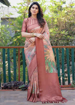 Multicolor Dupion Silk Saree With Blouse Piece