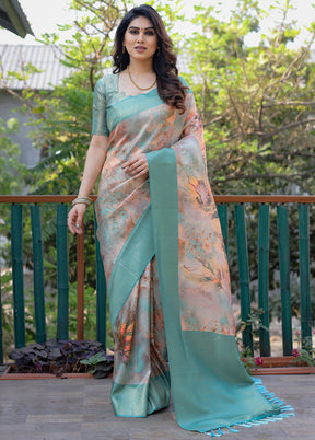 Multicolor Dupion Silk Saree With Blouse Piece