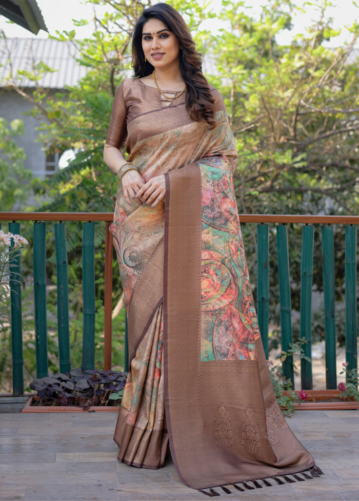 Multicolor Dupion Silk Saree With Blouse Piece