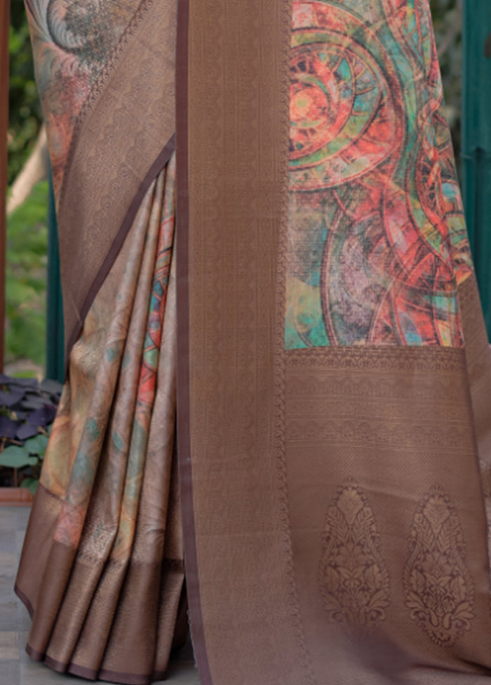 Multicolor Dupion Silk Saree With Blouse Piece