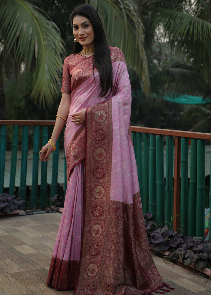 Lavender Dupion Silk Saree With Blouse Piece