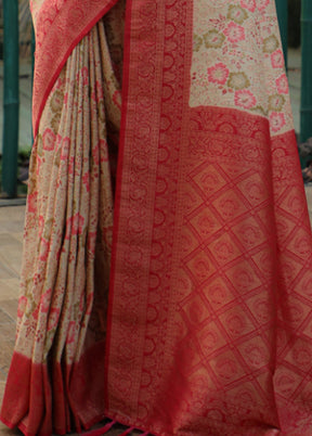 Off white Dupion Silk Saree With Blouse Piece