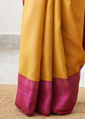 Mustard Banarasi Silk Saree With Blouse Piece