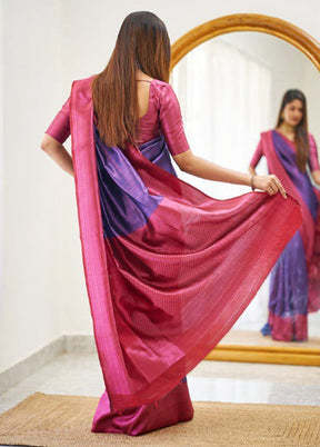 Purple Banarasi Silk Saree With Blouse Piece