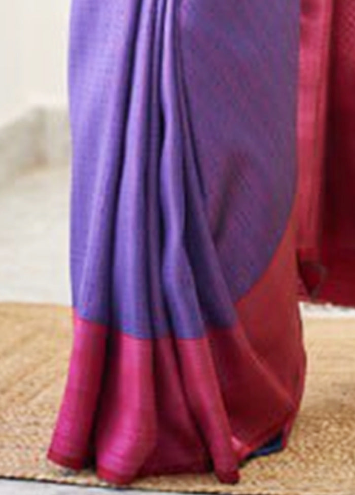 Purple Banarasi Silk Saree With Blouse Piece