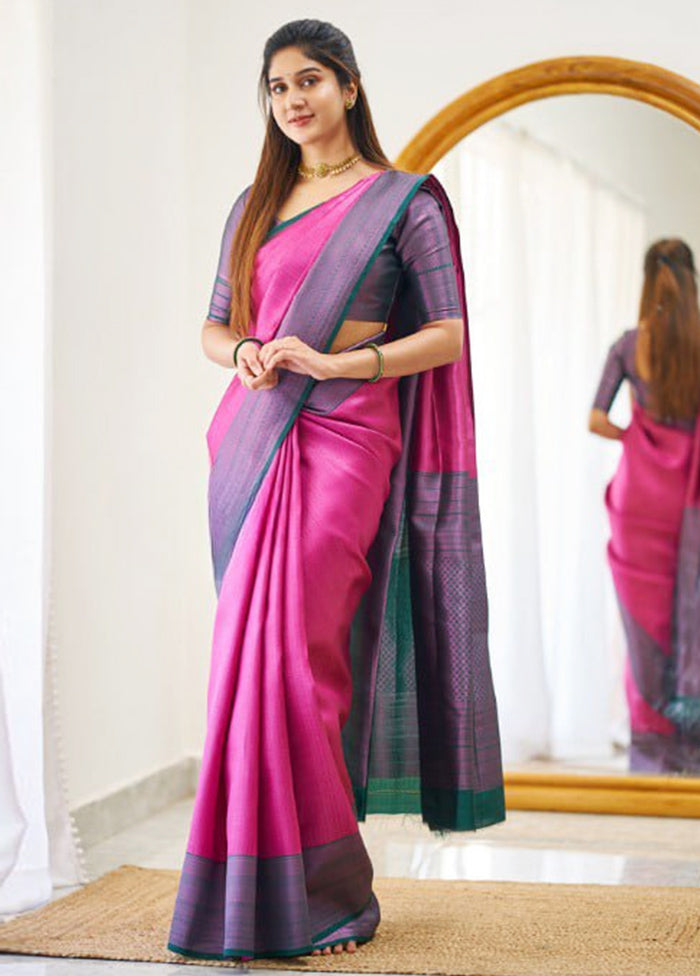 Rani Banarasi Silk Saree With Blouse Piece