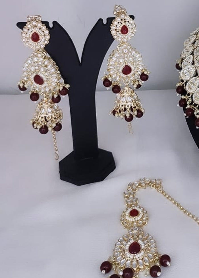 Maroon Alloy Jewellery Set