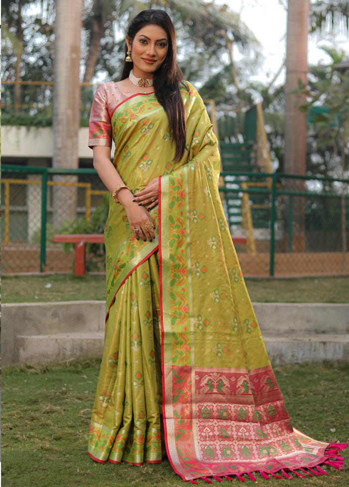 Mehendi Organza Saree With Blouse Piece