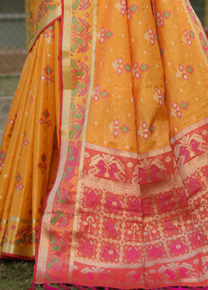 Mustard Organza Saree With Blouse Piece