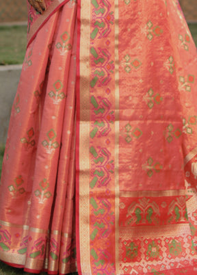 Peach Organza Saree With Blouse Piece