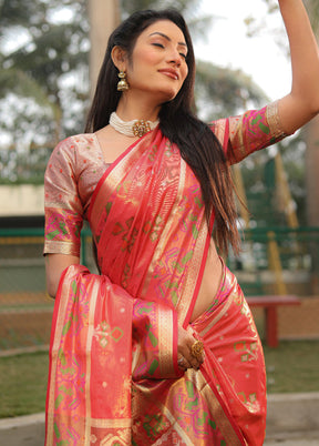 Pink Organza Saree With Blouse Piece