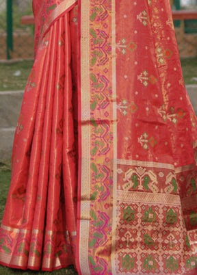 Pink Organza Saree With Blouse Piece