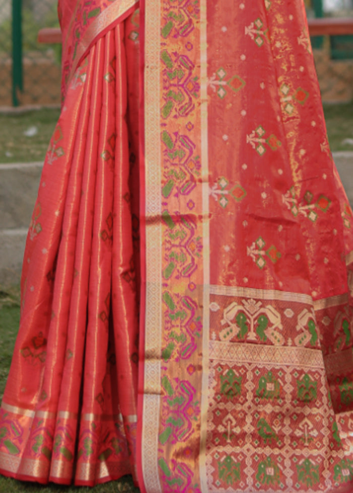 Pink Organza Saree With Blouse Piece