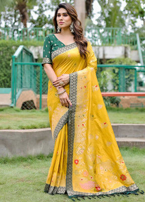 Mustard Dupion Silk Saree With Blouse Piece