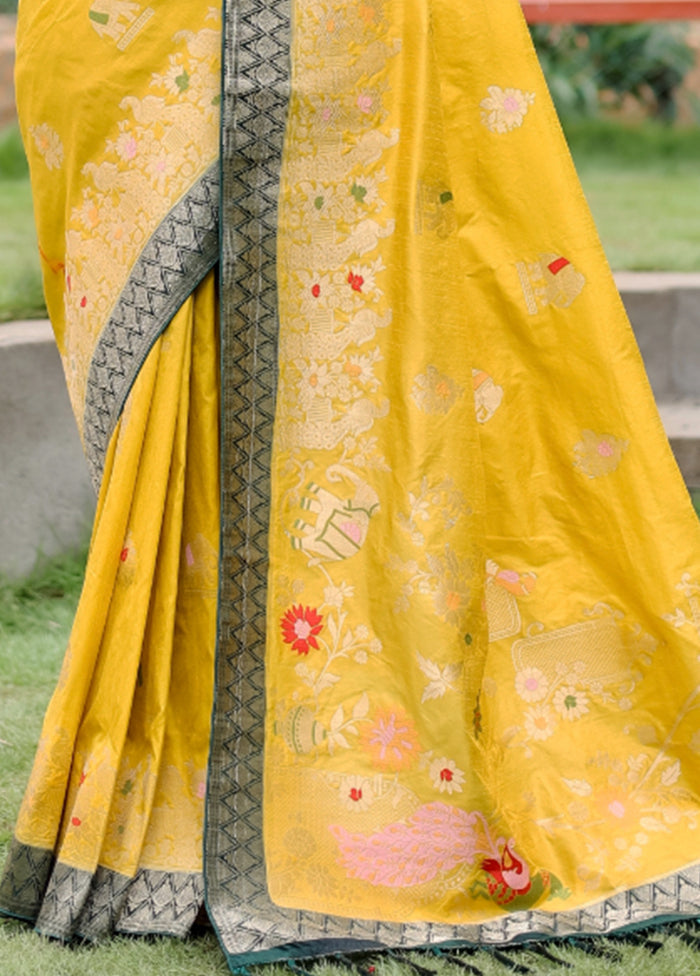 Mustard Dupion Silk Saree With Blouse Piece