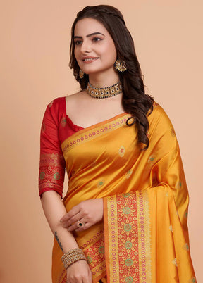 Mustard Dupion Silk Saree With Blouse Piece