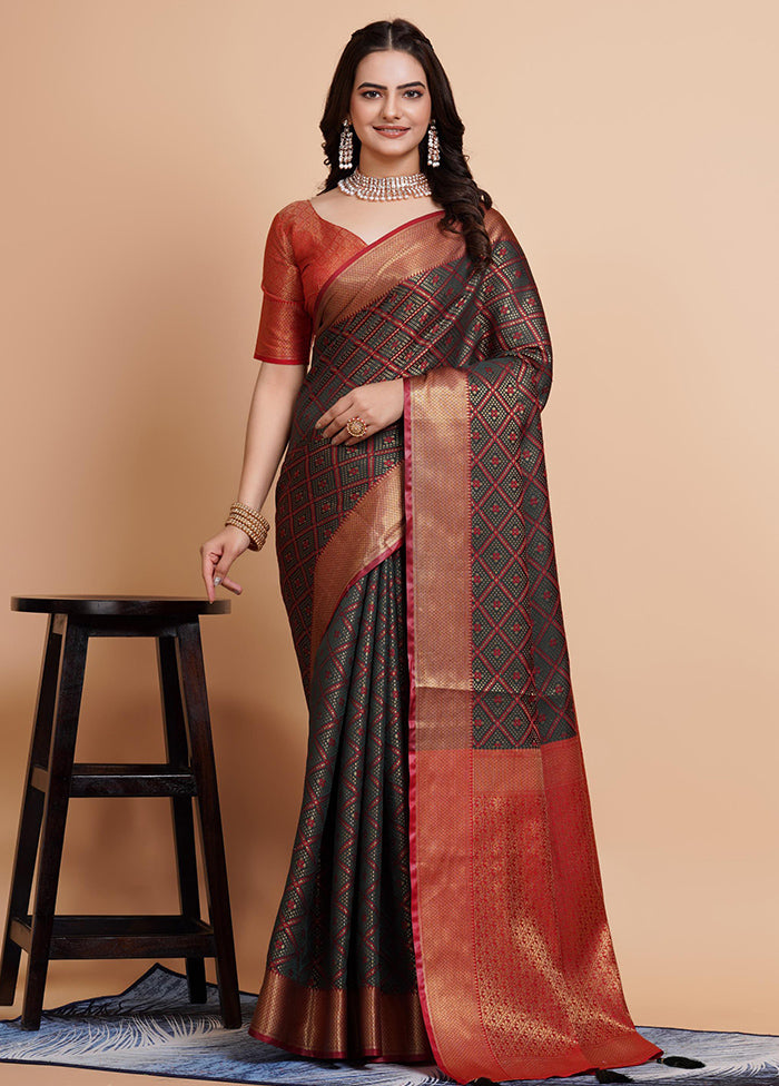 Black Dupion Silk Saree With Blouse Piece