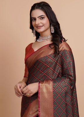 Black Dupion Silk Saree With Blouse Piece