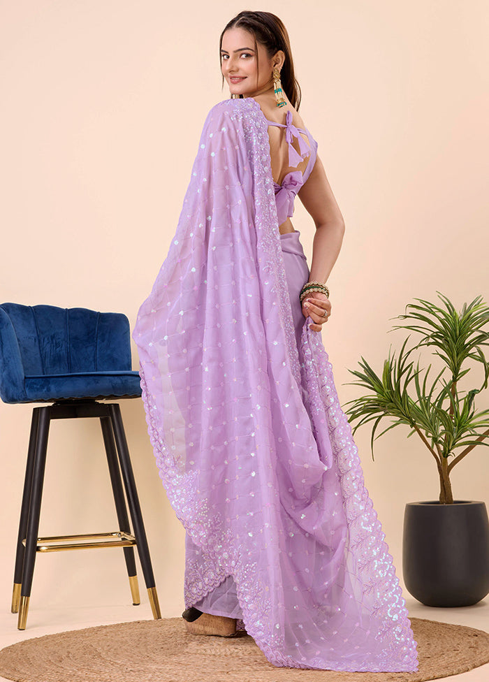 Lavender Organza Saree With Blouse Piece