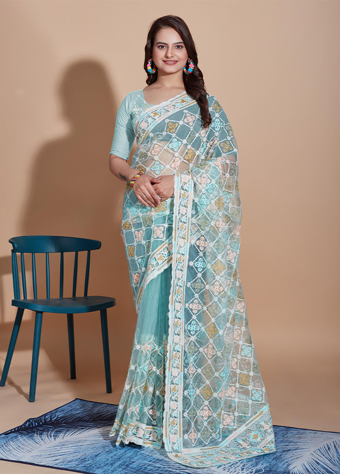 Firoza Net Saree With Blouse Piece