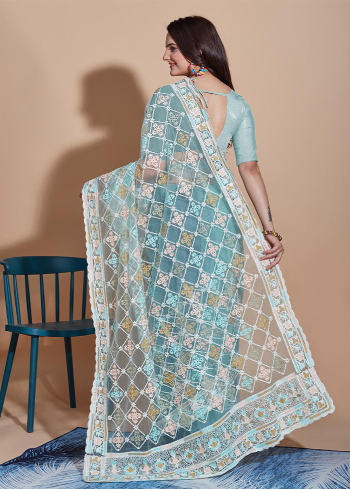 Firoza Net Net Saree With Blouse Piece