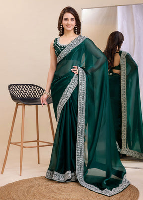 Green Silk Saree With Blouse Piece