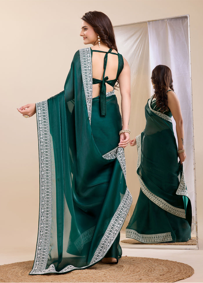 Green Jimmy Choo Saree With Blouse Piece