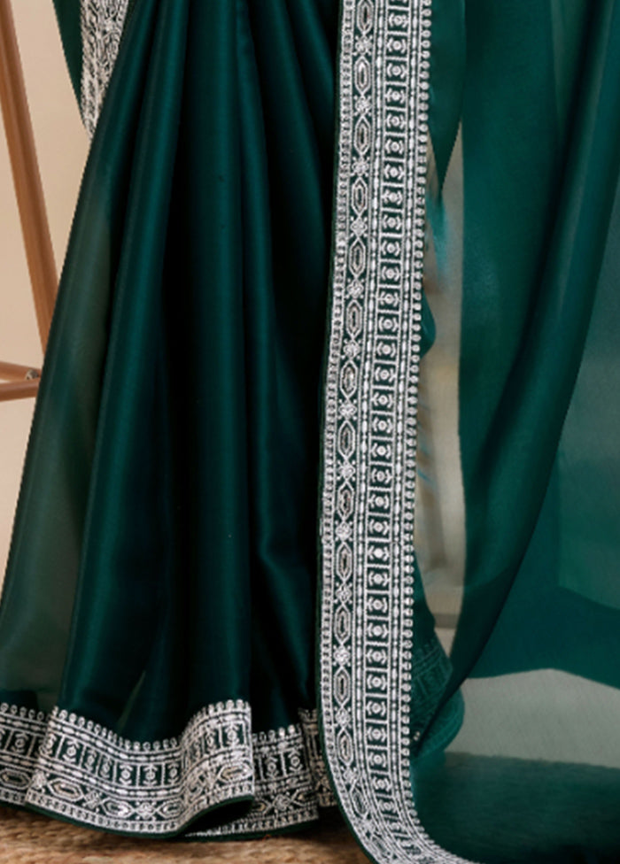 Green Silk Saree With Blouse Piece