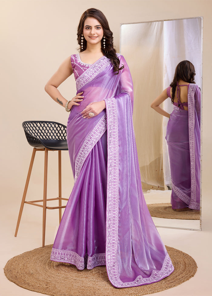 Lavender Silk Saree With Blouse Piece