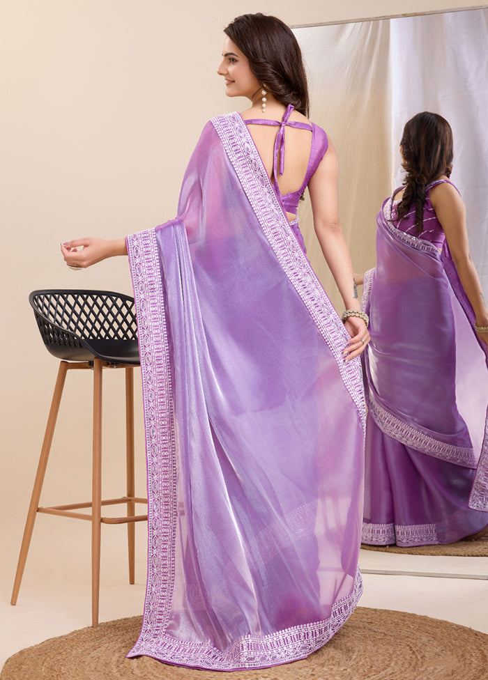 Lavender Silk Saree With Blouse Piece