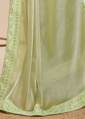 Pista Green Jimmy Choo Saree With Blouse Piece