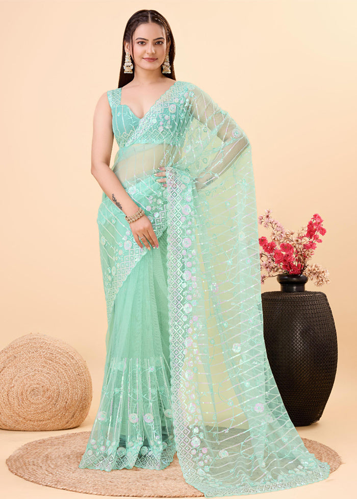 Aqua Net Net Saree With Blouse Piece