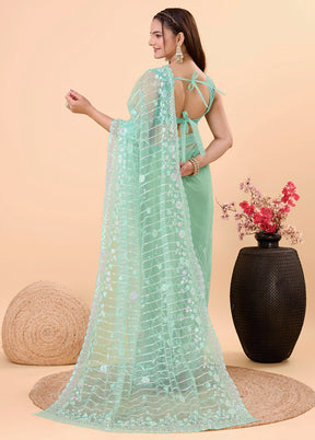 Aqua Net Net Saree With Blouse Piece