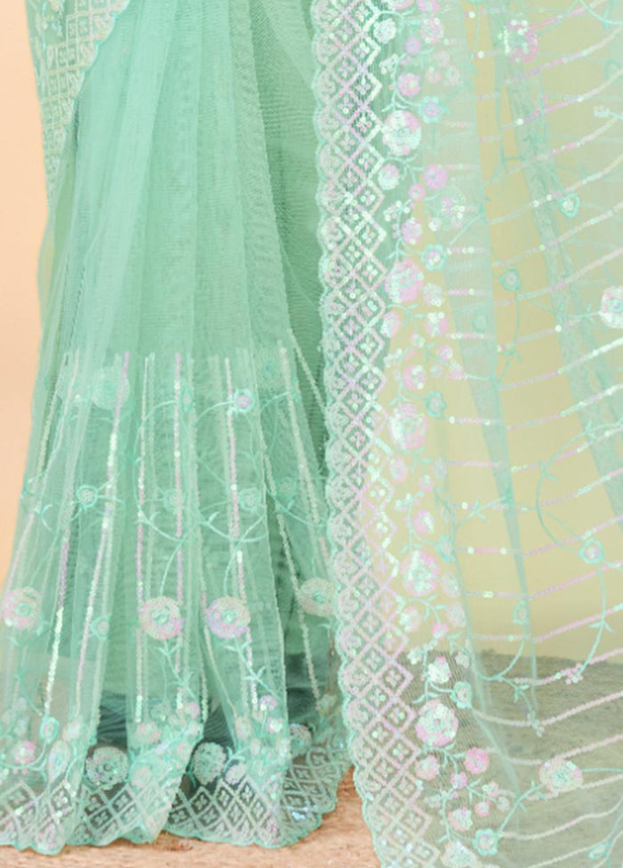 Aqua Net Net Saree With Blouse Piece