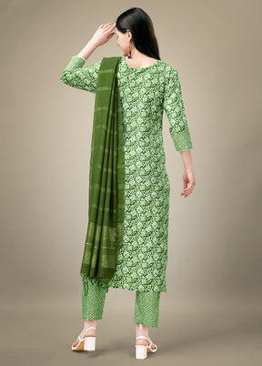 3 Pc Green Readymade Rayon Suit Set