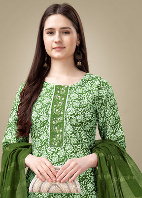 3 Pc Green Readymade Rayon Suit Set