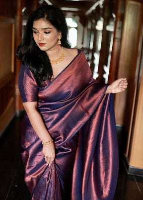 Purple Banarasi Silk Saree With Blouse Piece