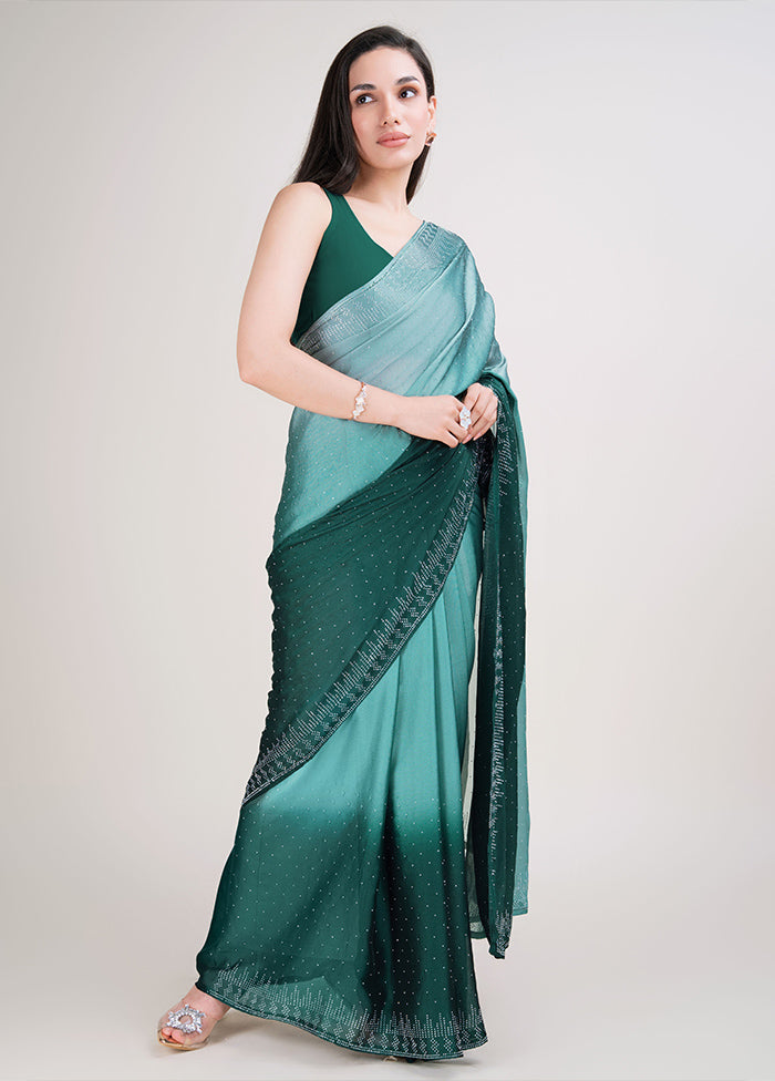 Multicolor Spun Silk Saree With Blouse Piece