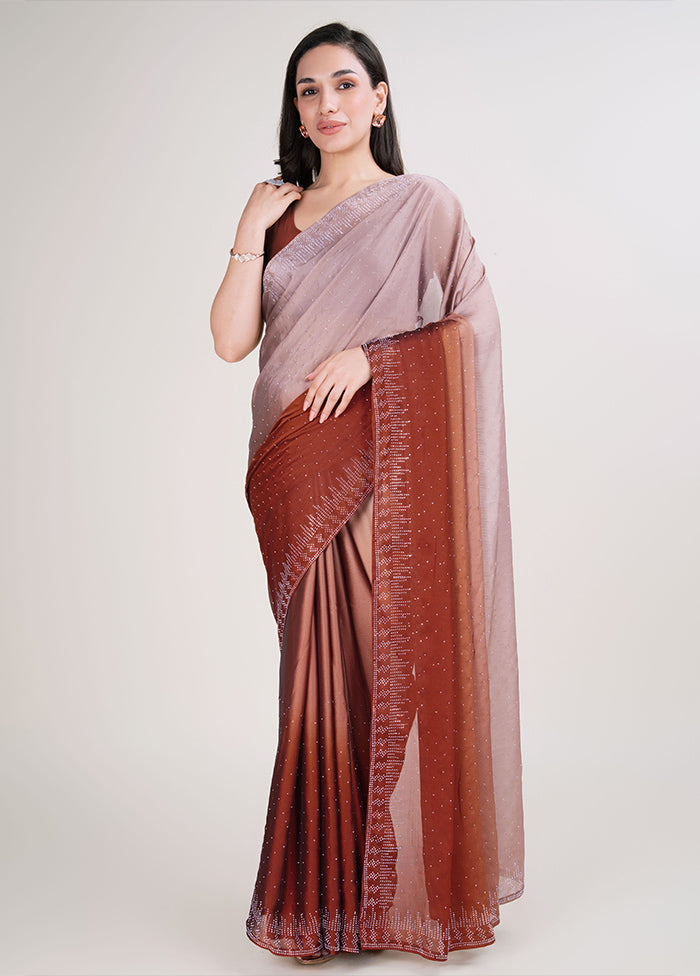 Multicolor Spun Silk Saree With Blouse Piece